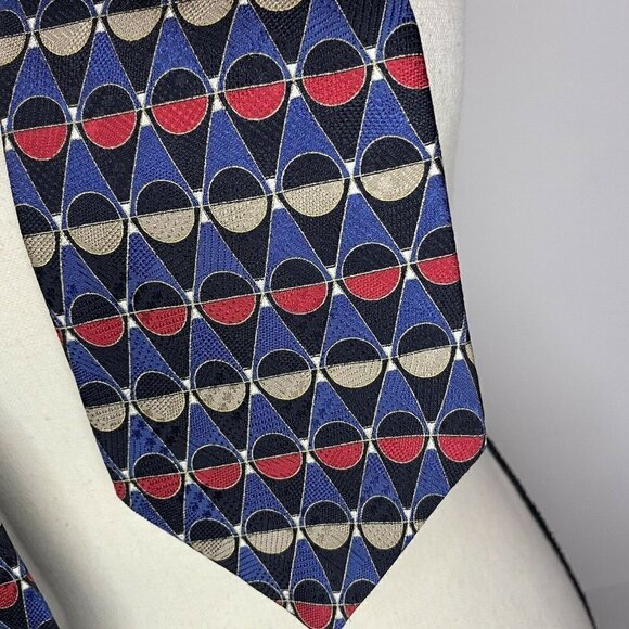 Givenchy Monsieur Vintage Geometric Circle 100% Silk Neck Tie 60” USA EUC - Picture 2 of 4